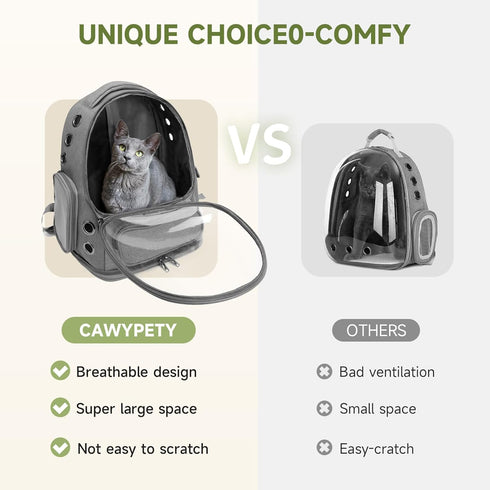 Cat Backpack Carrier, Breathable Large Space Bubble Pet Backpack for Kitty Small Dog up to 12lbs, Transparent &
