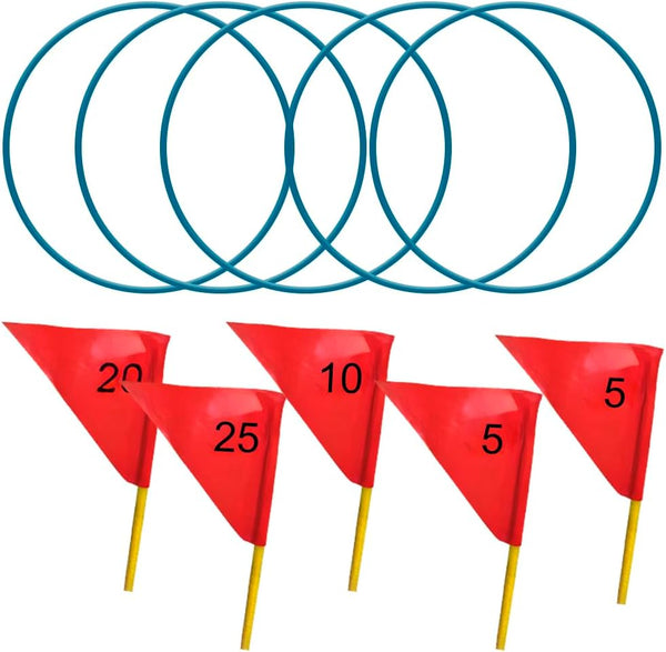Large Outdoor Ring Toss Game - Includes Rings and Flags - Yards