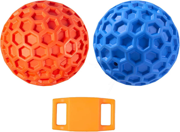 Dog Squeaky Balls, 2 Pack Indestructible Toys for Aggressive Chewers, Durable Natural Rubber