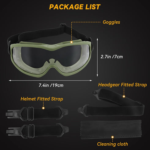 Qavctw Tactical Goggles, Airsoft Safety Glasses with Clear Lens for Shooting Hunting Paintball
