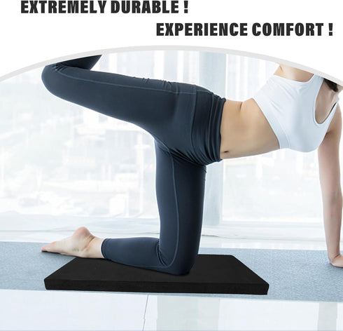 Yoga Knee Pad Cushion - Thick Non-Slip Support for Knees, Wrists, Elbows - Earth-Friendly Black Yoga Mat, 24x12.2 Inch