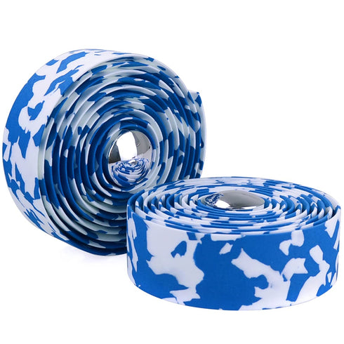 KINGOU White & Blue Camouflage EVA Road Bike Handlebar Tape, 2PCS Per Set