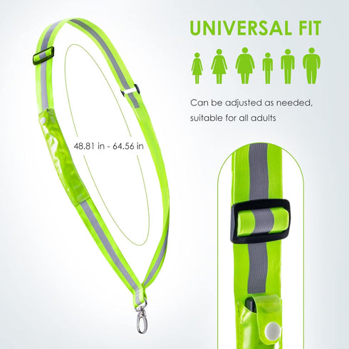 LED Belt Reflective Sash for Walking at Night - High Visibility Adjustable Safety Gear for Runners
