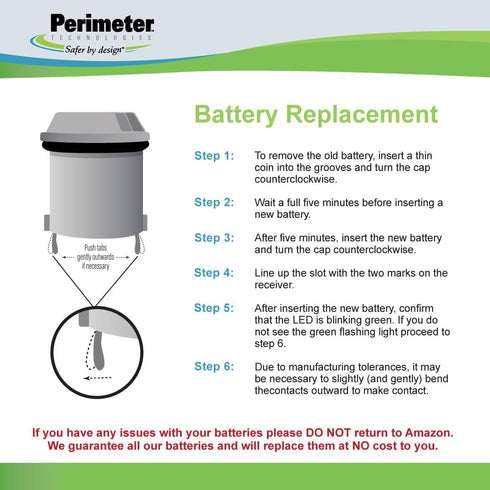 Dog Fence Batteries (6 Pack) by Perimeter Technologies, Compatible with Invisible Fence R21, R22, R51 Collars