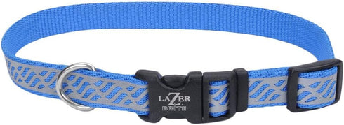 Coastal Pet - Lazer Brite - Reflective Open-Design Adjustable Collar, Blue Lagoon Wave, 5/8" x 12"-18"