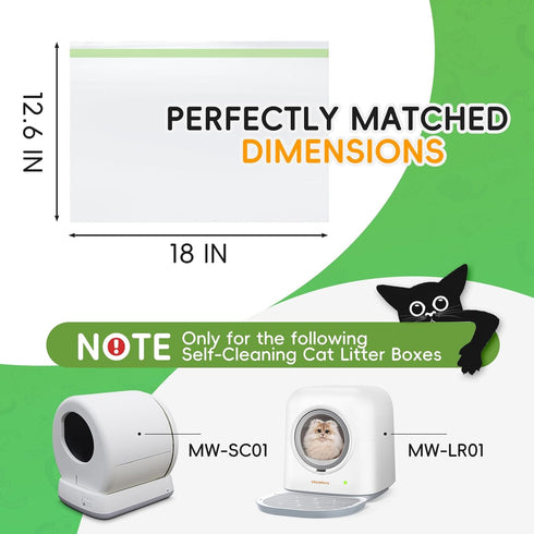 120 Pack SC01, MWSC02 SC09, MW-LR01,1.5 18" 12.6" Cat Litter Box Liners for Meo Want Mil Thick Drawstring Heavy Duty