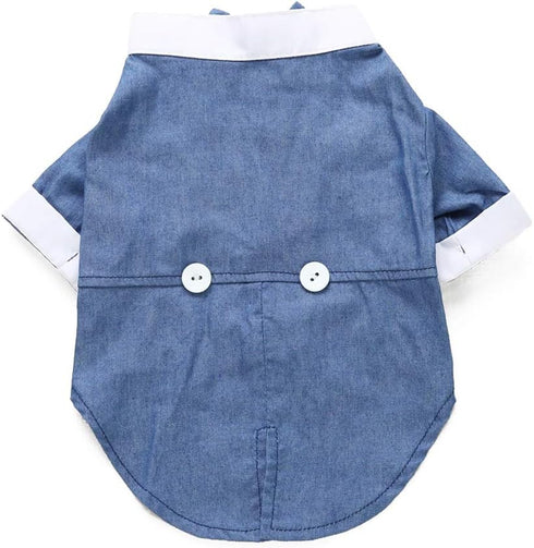 GabeFish Pets Wedding Jackets Suit for Dogs with Bow Tie, Puppy Cat Formal Clothes, Tuxedo Blue X-Large