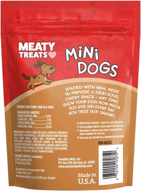 Mini Dogs Beef & Cheese Flavor Soft & Chewy Dog Treats, 3 oz (Pack of 8)