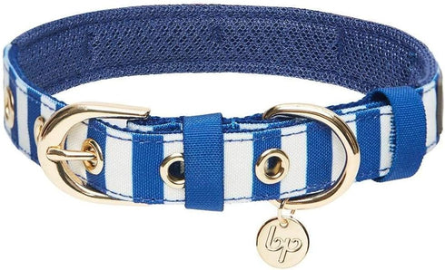 Blueberry Pet 4 Patterns Bon Voyage Sea Lover Adjustable Dog Collar in Chunky Nautical Blue Stripes, Neck 9-12.5" for