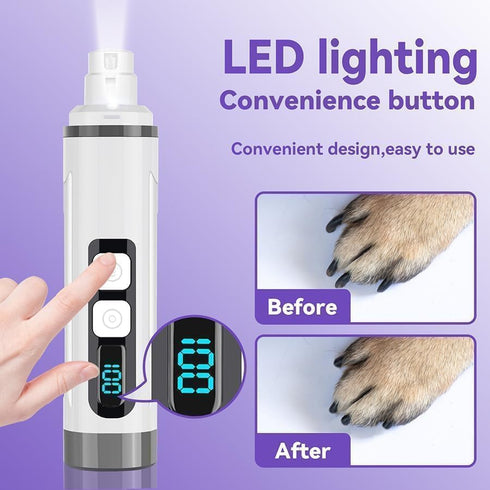 Quiet-2025 Trimmer Dog Nail Grinder Release Ultra-Quiet Dog & Cat Nail Grinder with LED Light & Battery Display