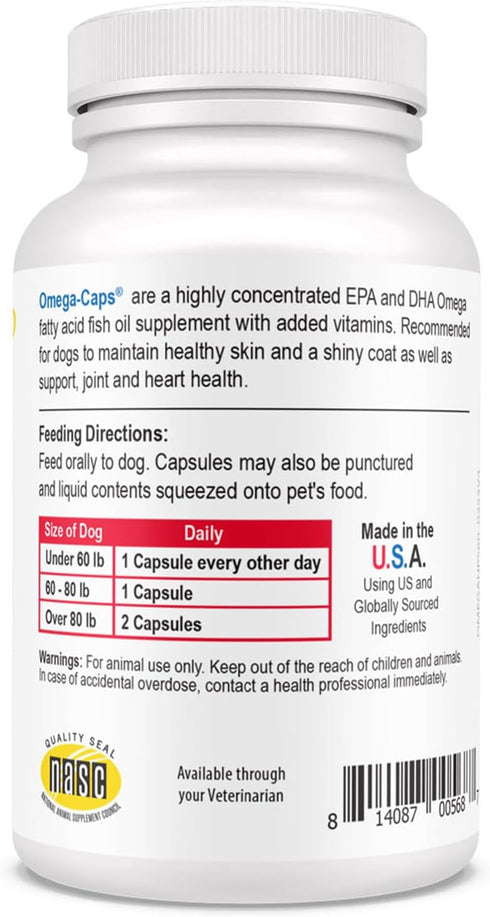 Omega-Caps HP Snip Tips for Cats & Smaller Dogs, 60 Capsules - Omega 3, EPA, DHA, Vitamins, Minerals