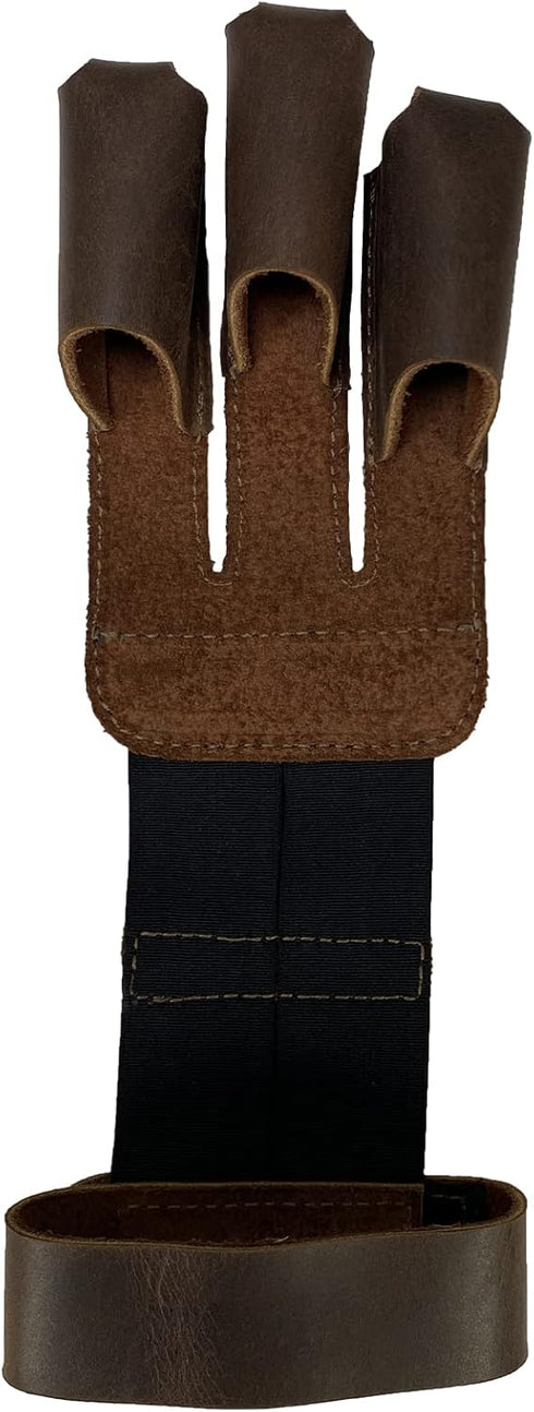 Three-Finger Archery Glove, Full Grain Leather Bow and Arrow Shooting Accessory for Archers, Bourbon Brown