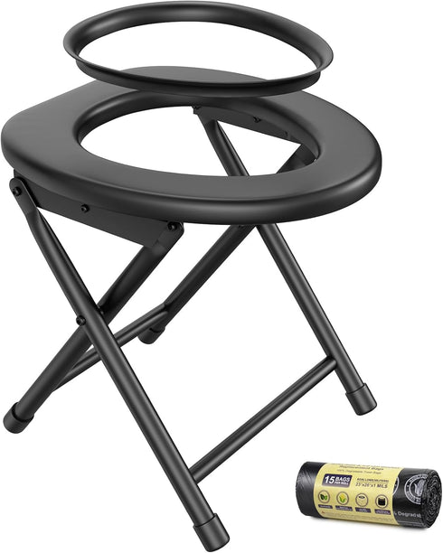 BLIKA Portable Toilet for Camping & Travel - 300LBS Weight Capacity, Folding