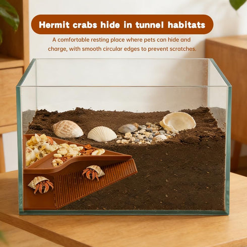 Trenqular Habitat,2-in-1 180 Setup Hermit Crab Cave Cave Shelter & Feeding Dish with Observation Climbing
