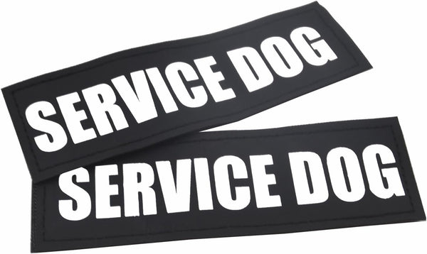 2 Pack Reflective Service Dog Patches with Hook Back for Pet Collar, Vest, and Harness - 3 Sizes