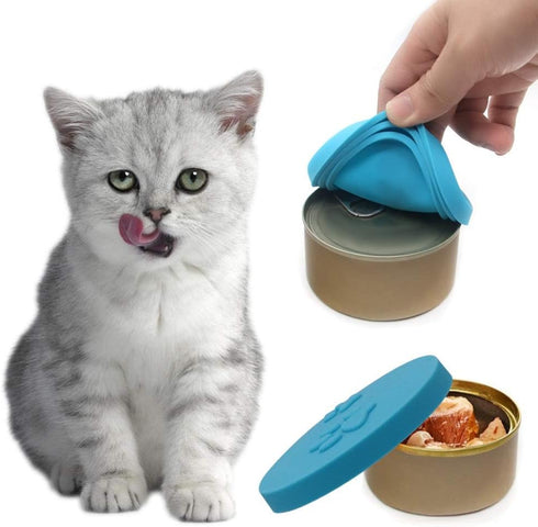 SLSON 4 Pack Universal Silicone Pet Food Can Covers, Fits 3 Standard Size Can Tops