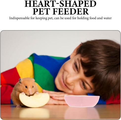 POPETPOP 3Pcs Heart-Shaped Ceramic Hamster Food Bowl - Compact Size, Sufficient Quantity, Wide Application Pet Feeder