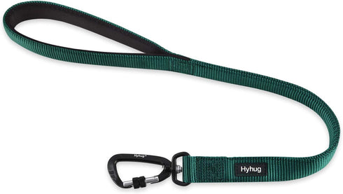 Hyhug Pets 24 Inches Heavy Duty Short Leash - Dark Green with Comfortable Handle and Lightweight Clip for Training