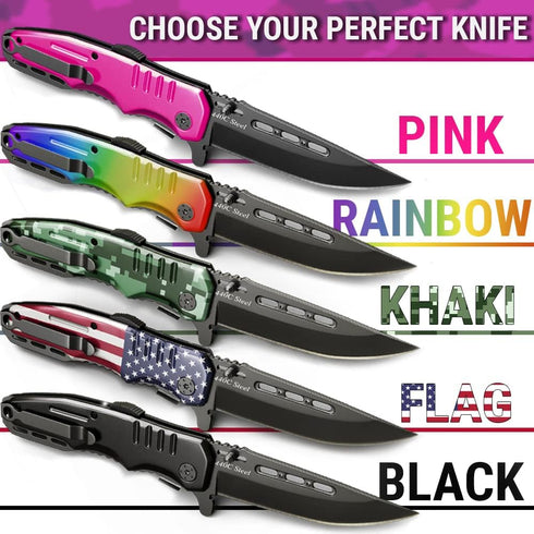 Spring Assisted Pink Pocket Knife for Women - Cute Self Defense Knife - Hot Pink Folding Knife - Mothers Day Gift