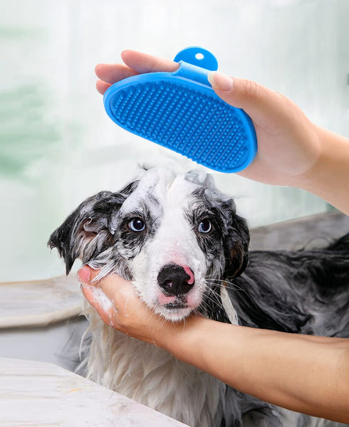 2 Pack Dog Grooming Brush, Cat Bath Soothing Massage Rubber Brush with Adjustable Ring Handle for Long and Short Hair
