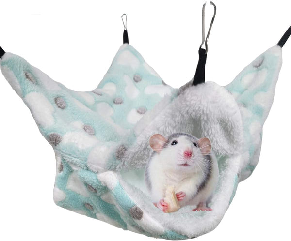 LEFTSTARER Bunkbed Sugar Glider Hammock, Medium Green-Heart, Small Pet Cage Accessories for Ferrets, Chinchillas,