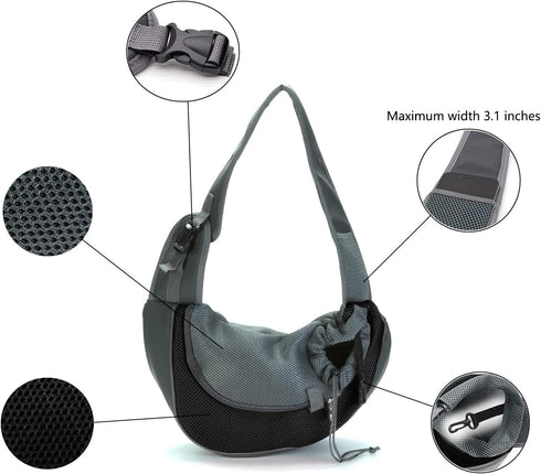 Dog Sling Carrier, Breathable Mesh Bag for Small Dogs Cat Carrier (Fits 3 lbs to 6 lbs Pets), Black