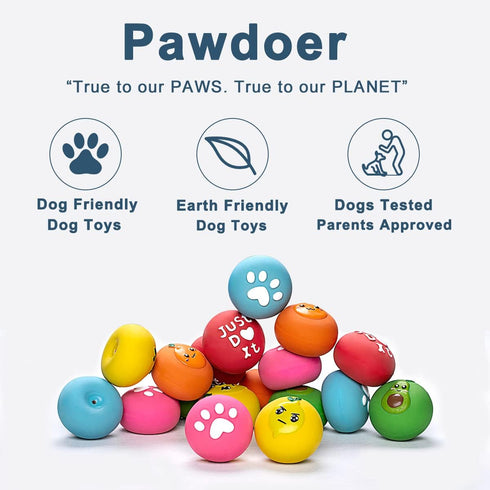 Squeaky Dog Toys - Soft Latex Rubber Squeaky Dog Ball for Small Dogs Puppies - Cute Bounce Dog Squeak Toys Balls with Funny Cute Face