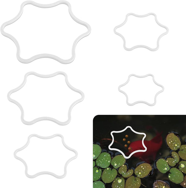 5pcs Aquarium Floating Plant Rings, Foam Flower Shaped Fish Feeding Rings, Duckweed Food Ring for Fish Tank (White)