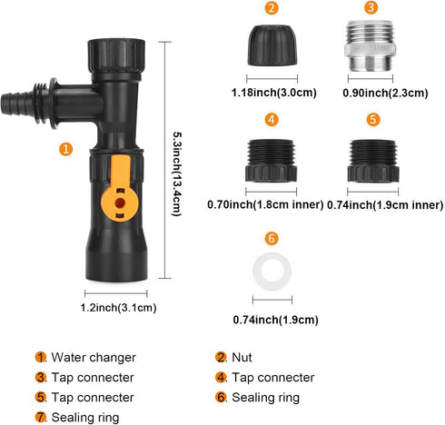 GLOGLOW Aquarium Water Changer - Fish Water Changer Faucet Adapter with 2 Nozzles & Control Valve Assembly