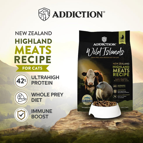 Addiction Wild Islands Highland Meats Dry Cat Food, Grass-Fed Beef & Lamb Recipe, 4 lb