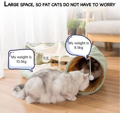 LEFTSTARER 2-in-1 Collapsible Cat Tunnel for Indoor Bed and Hideout - Pet Dog Rabbit Bunny Ferret Tunnel Tubes Toys