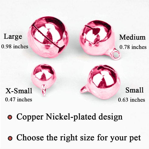 4 Sets Cat Bell for Dog Collar Charm, 2 Pack Stainless Steel Dog Tag Clips, 2 X-Small Pink