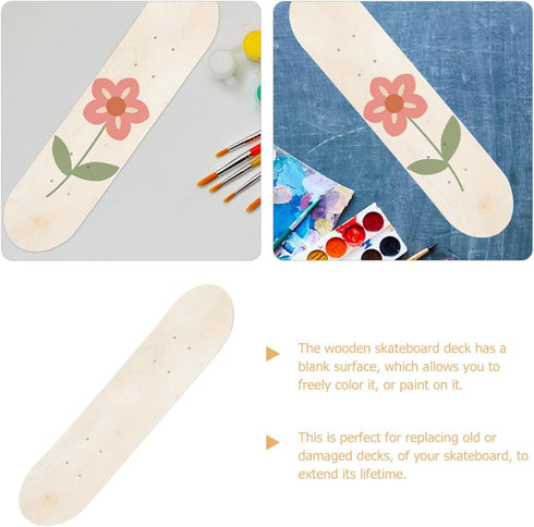 Toyvian Blank Skateboard Decks, Unfinished Skateboard for Customization
