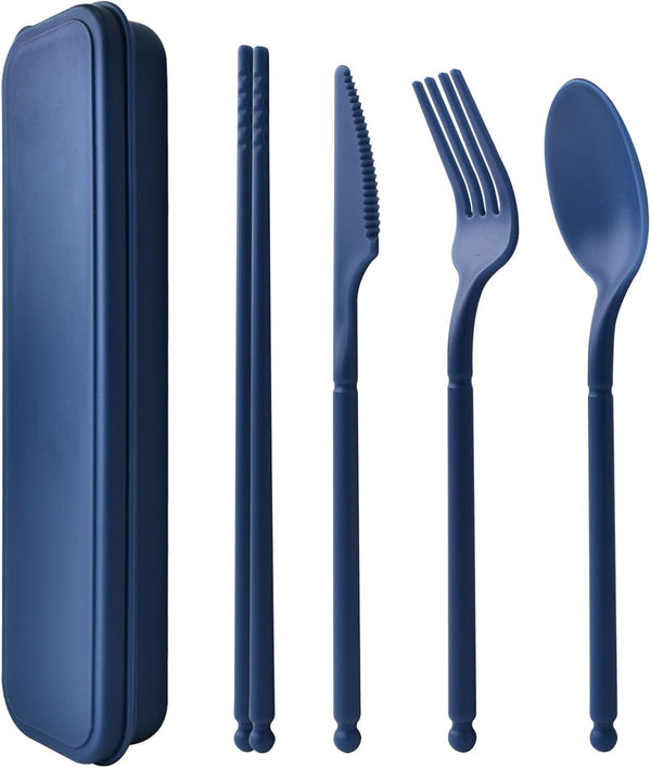 Reusable Utensils Set, Eco-Friendly BPA Free Plastic Travel Cutlery with Case, 1 Set Spoons and Forks for Picnic,