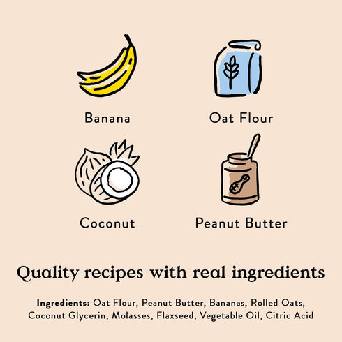 Bocce's Bakery Oven Baked PB & Banana Recipe Treats for Dogs, Wheat-Free, All-Natural Soft & Chewy Cookies, 6 oz