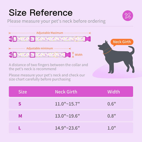Adjustable Dog Collars with Buckle for Cute Girl Female Boy Dogs, Soft Fancy Pet Collar with Flower Design for Small