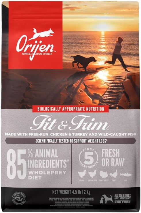 Orijen Dry Dog Food, Fit & Trim, Biologically Appropriate Grain Free Food, 4.5 lb, Grey