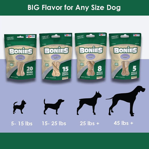 Bonies Natural Calming Formula - Small-Sized Single Bone with Chamomile & Lavender, Helps Anxiety, 15 Bones