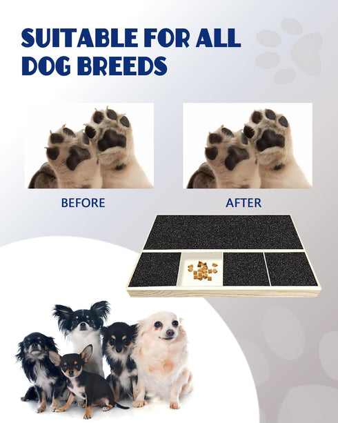 Dog Nail Scratch Pad with Treat Box & Pet Nail Clipper, Interactive Training Tool for Filing Dog Nails, Best for Small