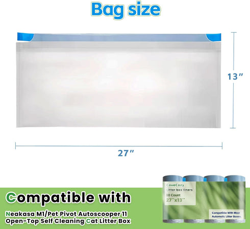 80 Count NeakasaM1 11 4 (80 Count) Litter Bags Compatible with and Pet Pivot Autoscooper Open-Top Self-Cleaning Cat