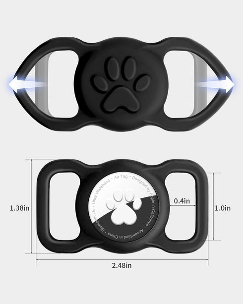 Dynmeow Airtag Dog Collar Holder, Stretchy Silicone Holder for Dog and Cat Collars, Anti-Lost Compatible with 3/4 and 1