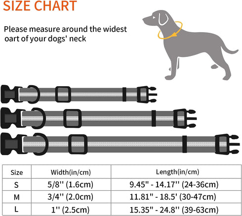 Dog Collar Waterproof, Anti-Odor Durable Adjustable PVC & Polyester with Reflective Cloth Stripe, Basic Dog Collars