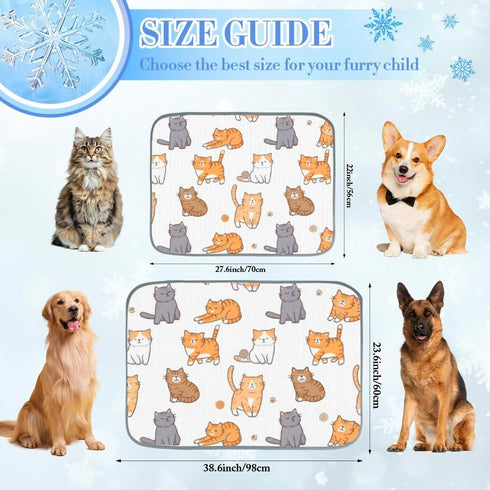 imiBBWQu Summer 27" 22" Dog Cooling Mat Yellow Cats Cute Dog Bed Mat Washable Pet Cooling Ice Pad Bed Travel Non-Slip