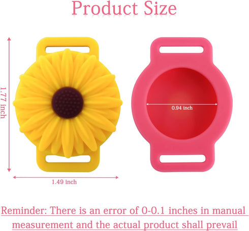 FuninCrea Sunflower Pet Apple AirTag Case, Durable Silicone Holder for Dogs and Cats, Summer Anti-Lost Cover