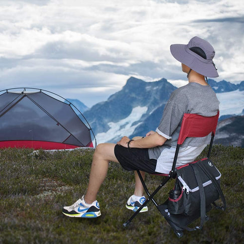 Backpack Zenree Portable Durable Folding Chair, Red - Perfect for Camping, Sporting Events, Campfires, Hiking