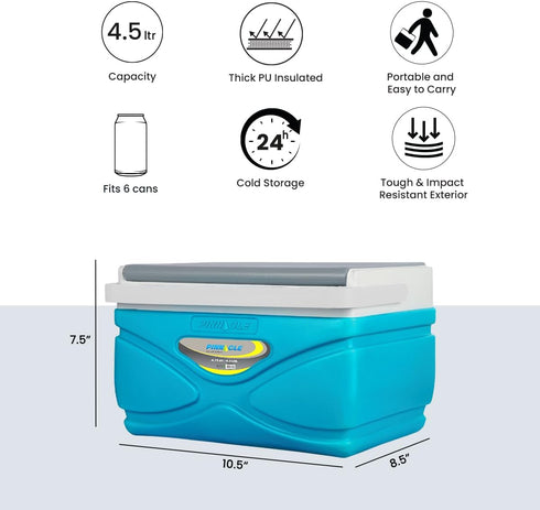 Picnic Cooler 4.5 Liter Hard Cooler, Portable BPA Free Coolbox Keeps Contents Cool for 48 Hours (Orange)