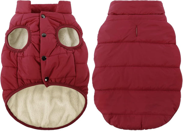 ASENKU Waterproof Windproof Dog Winter Coat, Warm Snowproof Puffer Vest for Small Medium Large Dogs (M, Red)