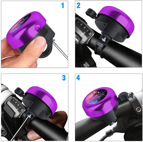 MZELQ Cute Bicycle Bell for Girls, Women, Kids, Adults - Adjustable Size Aluminum Bike Accessories Ring with Clear Sound
