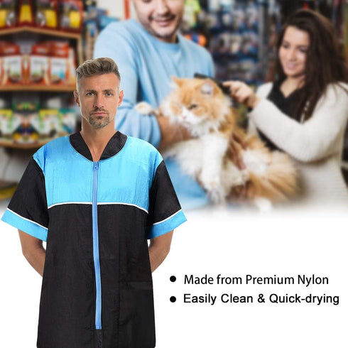Noverlife Pet Grooming Jacket - XL Lightweight Hair Repellent Shirt Style Smock for Dog Cat Grooming