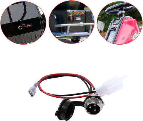 KAMIER 3 Wires Charger Port Replacement for Razor Crazy Cart XL DLX, E325 E300 E200 E175 E100 Kids Electric Scooter